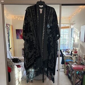 Free People Emerald Green Floral Poncho